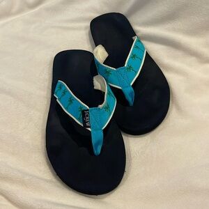 J.Crew Teal Palm Tree Sandals